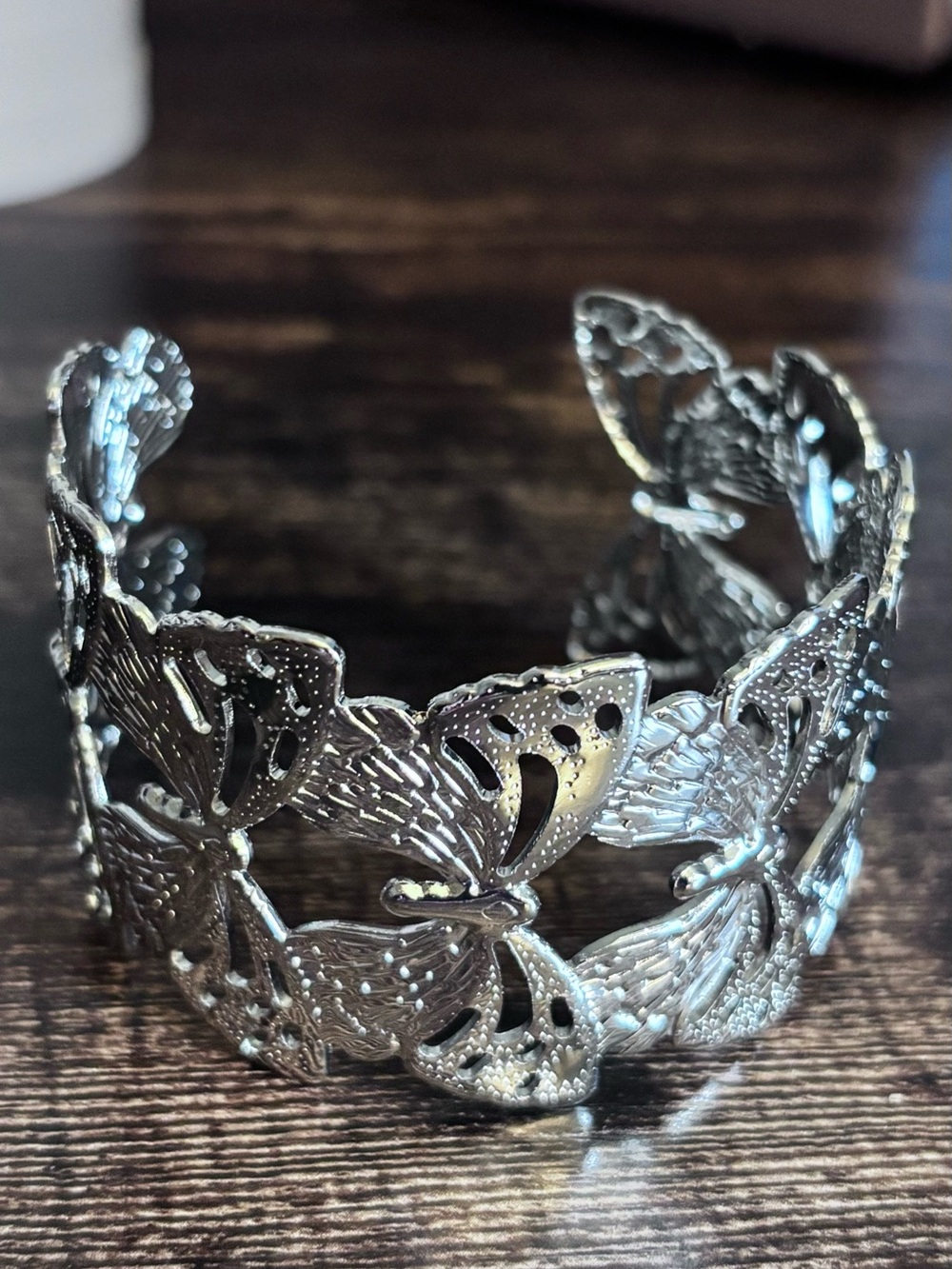 Silver Tone Butterfly Cuff Bracelet - Elegant Women’s Jewelry